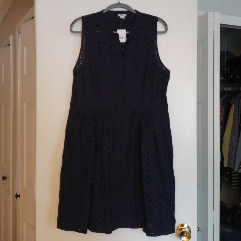 J. Crew Factory Navy Eyelet Shirtdress